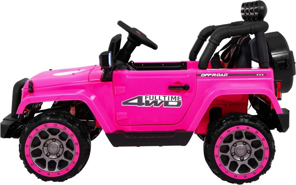 Ramiz Terénne auto Full Time 4WD pre deti Ružové + pohon 4x4 + diaľkové ovládanie + LED audio + úložný priestor