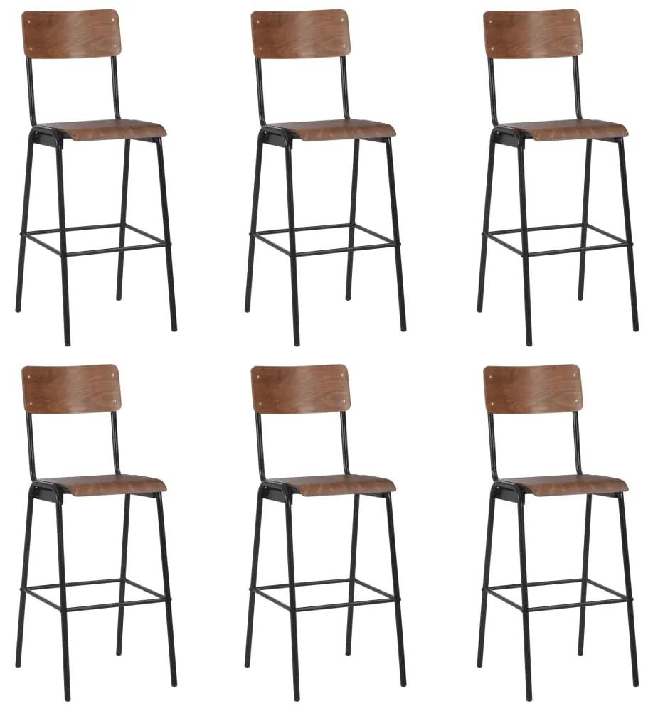Barové stoličky 6 ks preglejka a oceľ