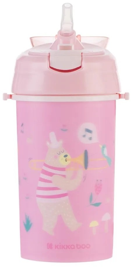 Hrnček so silikónovou slamkou a popruhom 450ml Music Fest Pink