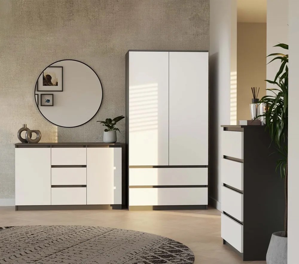 Komoda Malwa 2D3S 120 cm antracit/bílá