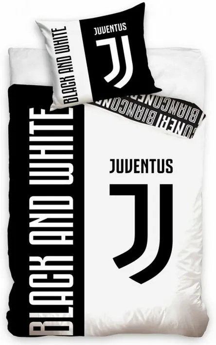 BedTex Bavlnené obliečky FC Juventus Bianco e Neri, 140 x 200 cm,  70 x 90 cm