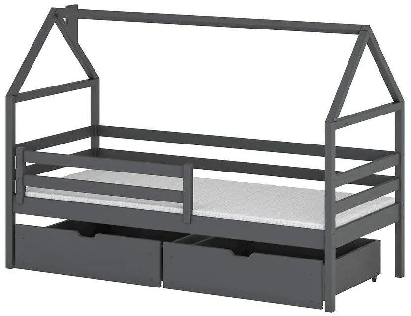 Posteľ Domček Aron 80x160 grafitová
