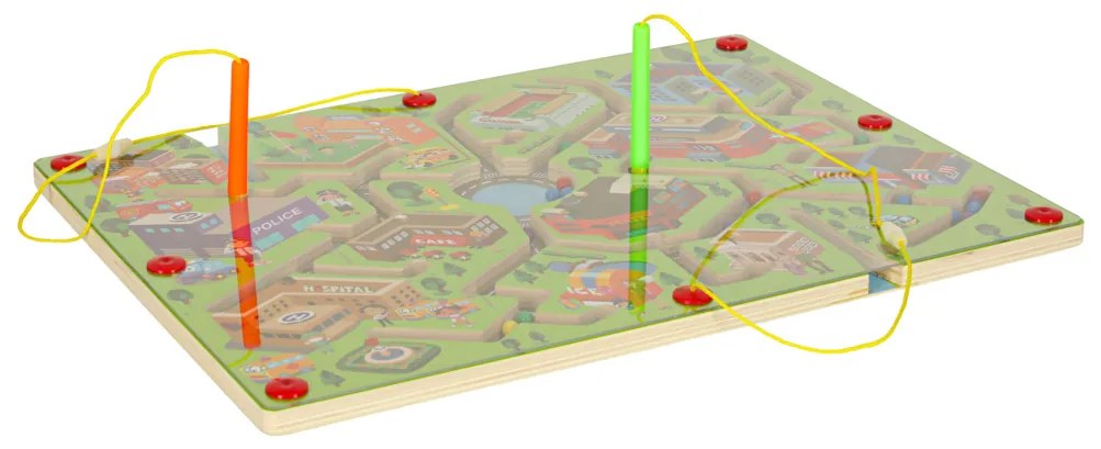 KIK Magnetická hra s bludiskom pre deti 3+ – drevená cestovná vzdelávacia hra (2 hráči)