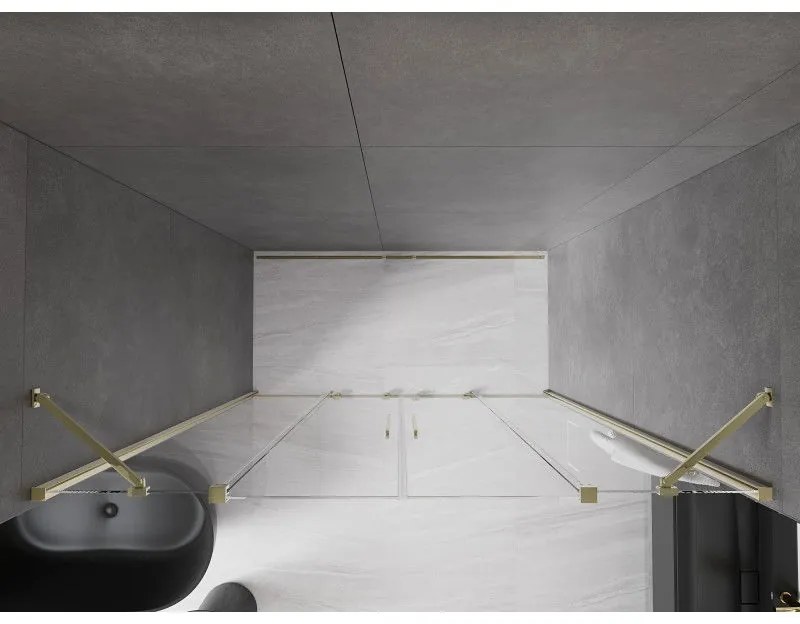 Mexen Velar Duo, posuvné dvere do otvoru 200x200 cm, 8mm číre sklo, zlatá lesklá, 871-200-000-02-50