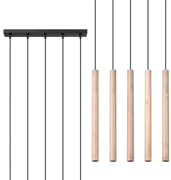 Sollux SL.1269 - Luster na lanku PASTELO 5xG9/8W/230V drevo
