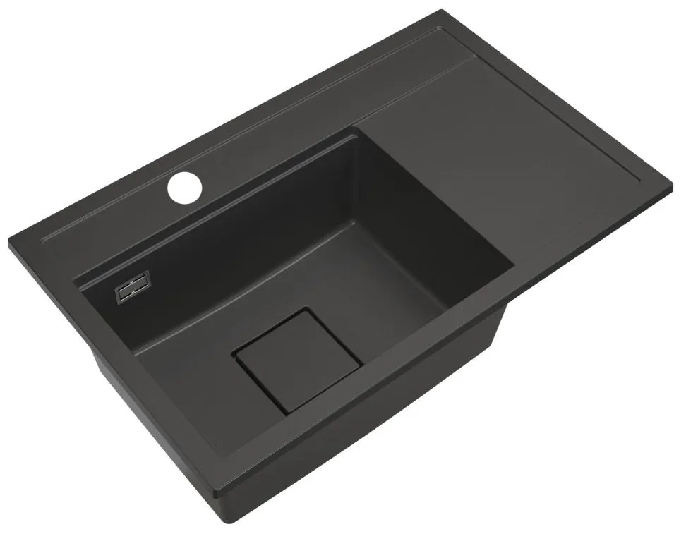 Gamma Quadro 8151, 1-komorový granitový drez 800x500x220 mm, čierna, GMA-ZLE000184
