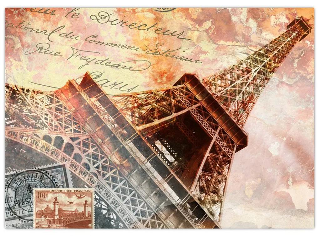 Obraz - Eiffelova veža vo vintage štýle (70x50 cm)