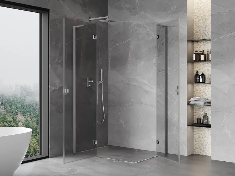 Mexen Mist-H L Duo, 2-krídlový sprchový kút 115 x 100 cm, číre sklo, chrómový profil, 8A5L-115L-100P-01-00