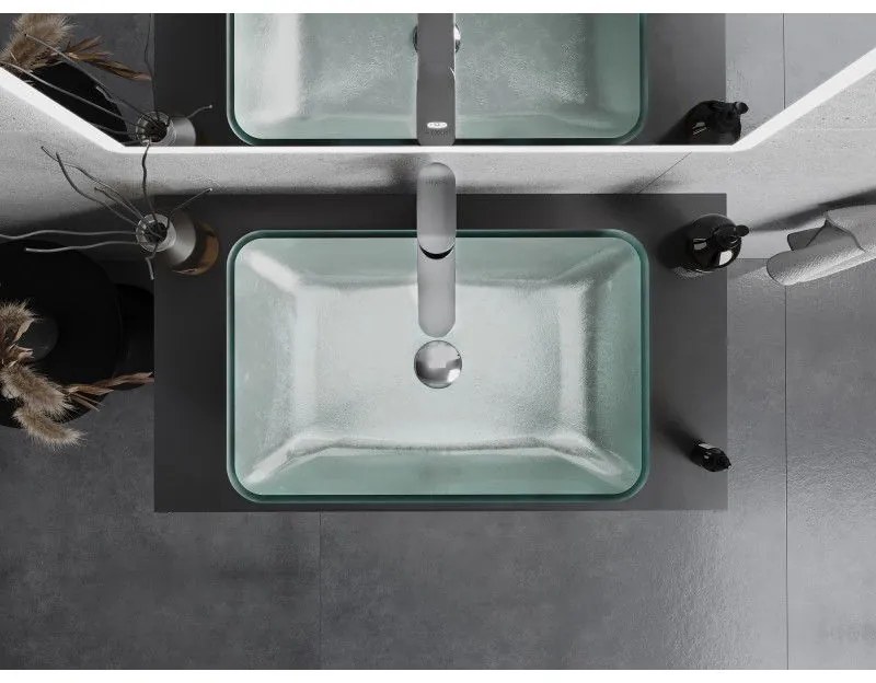 Mexen Megan, sklenené umývadlo na dosku 56 x 36 x 11 cm, strieborná, 24135611