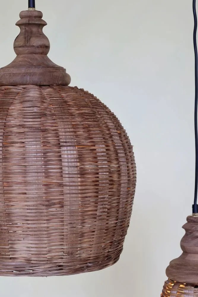 Prírodné antik závesné svetlo lampa z prúteného ratanu - Ø 31*38cm/ E27/ 25W