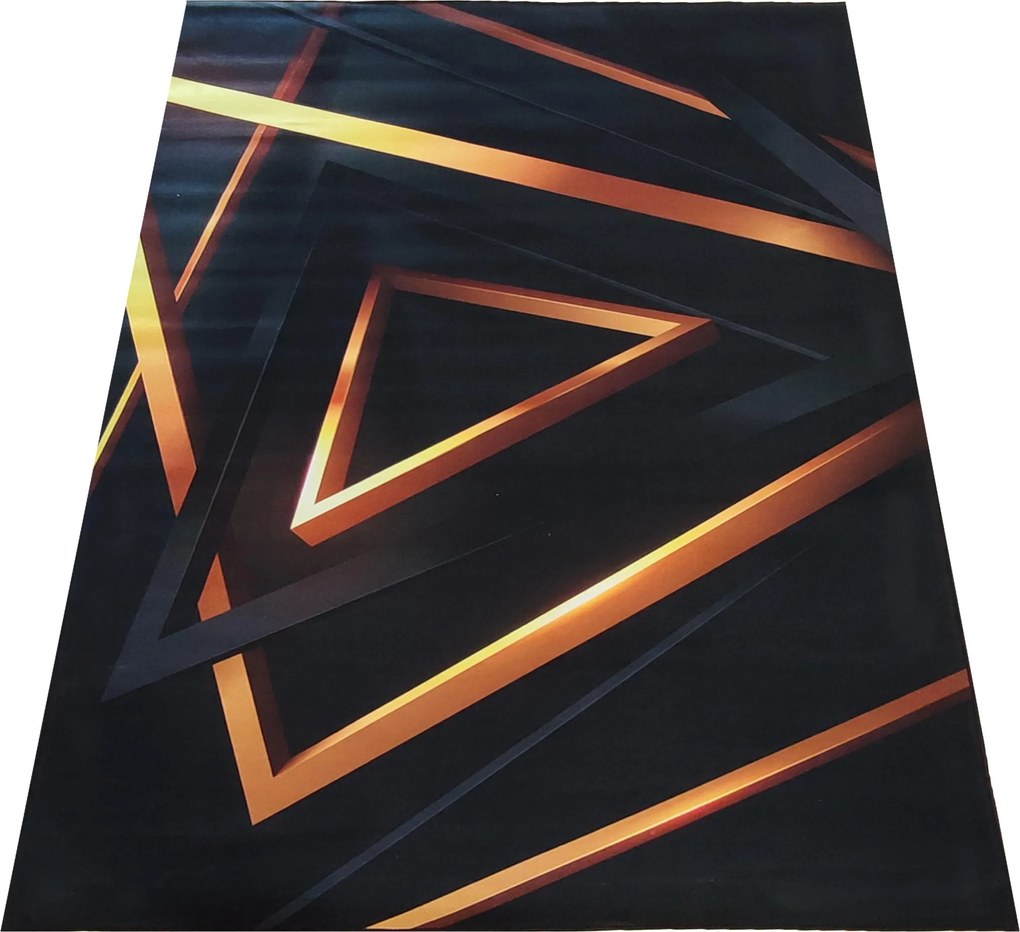 DY Čierno-zlatý koberec s geometrickým vzorom Black N 03 Rozmer: 60x100 cm