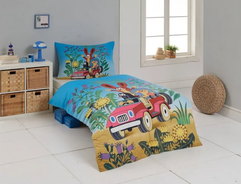 Ložní povlečení Krtek v autě Bavlna deluxe povlak 40/40