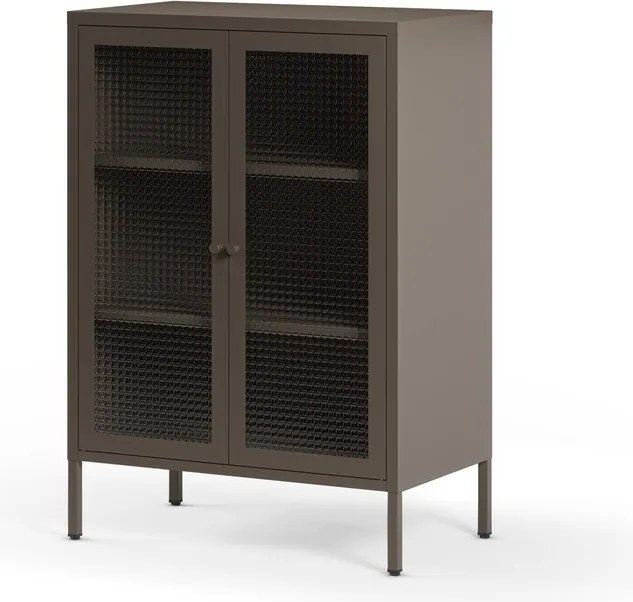 Sivá kovová vitrína 70x100x40 cm Layna – Marckeric