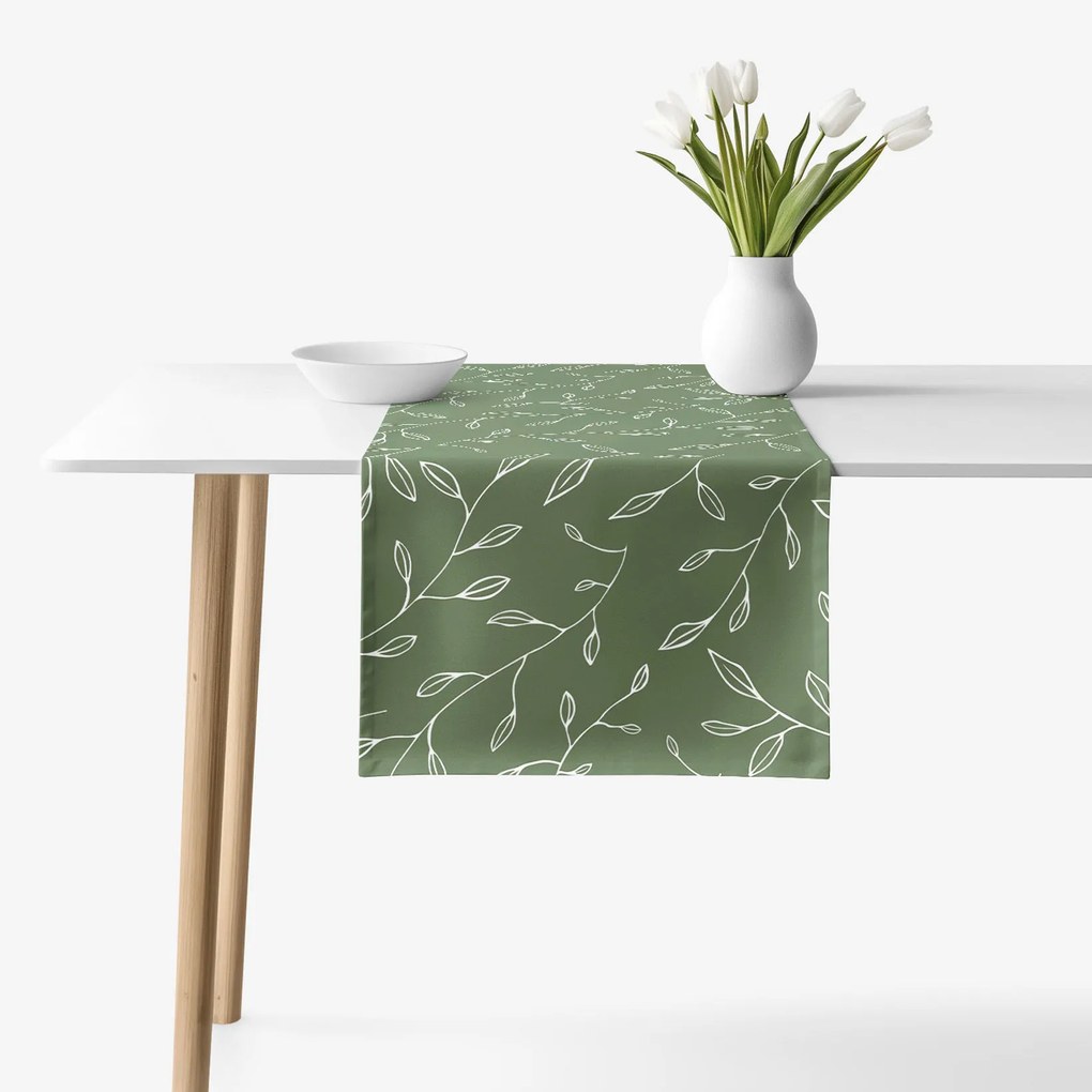 Goldea behúň na stôl 100% bavlnené plátno - čajové lístky 35x140 cm