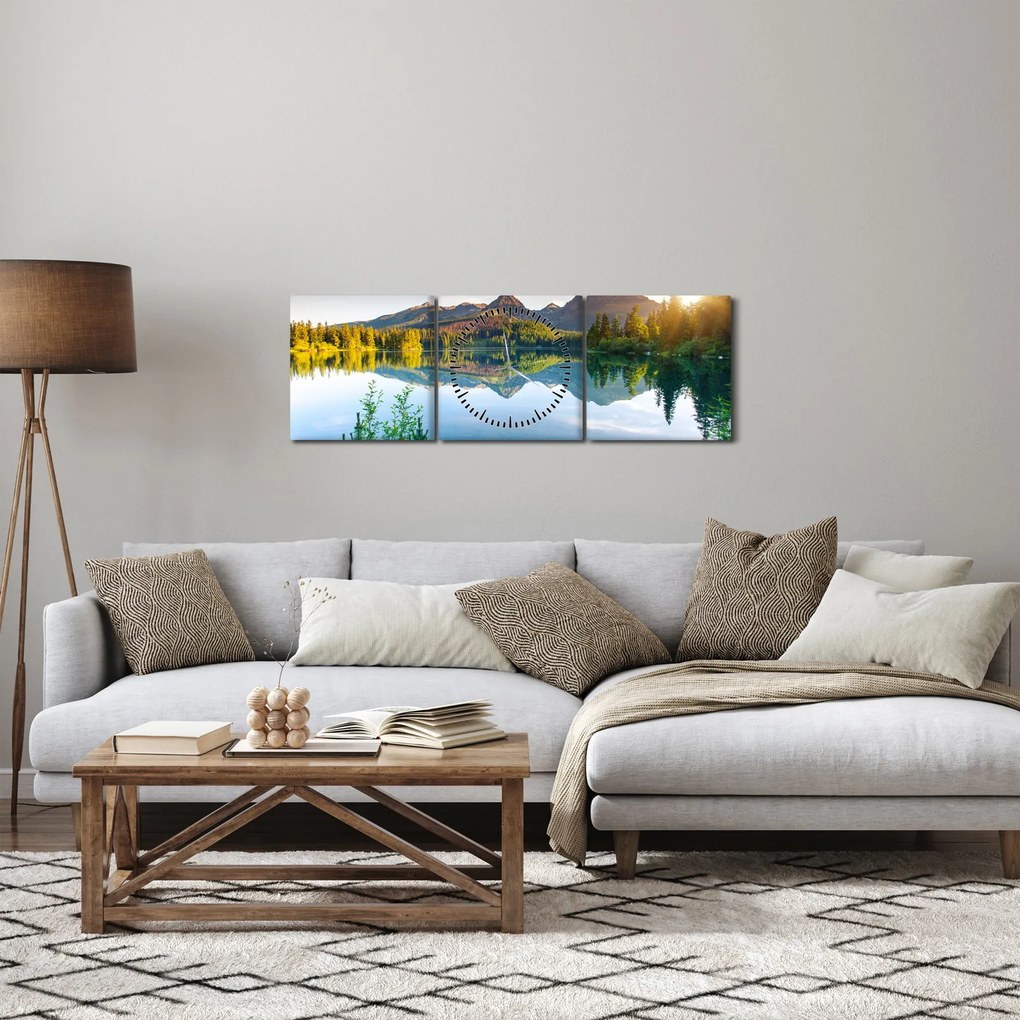Obraz - Jazero (s hodinami) (90x30 cm)