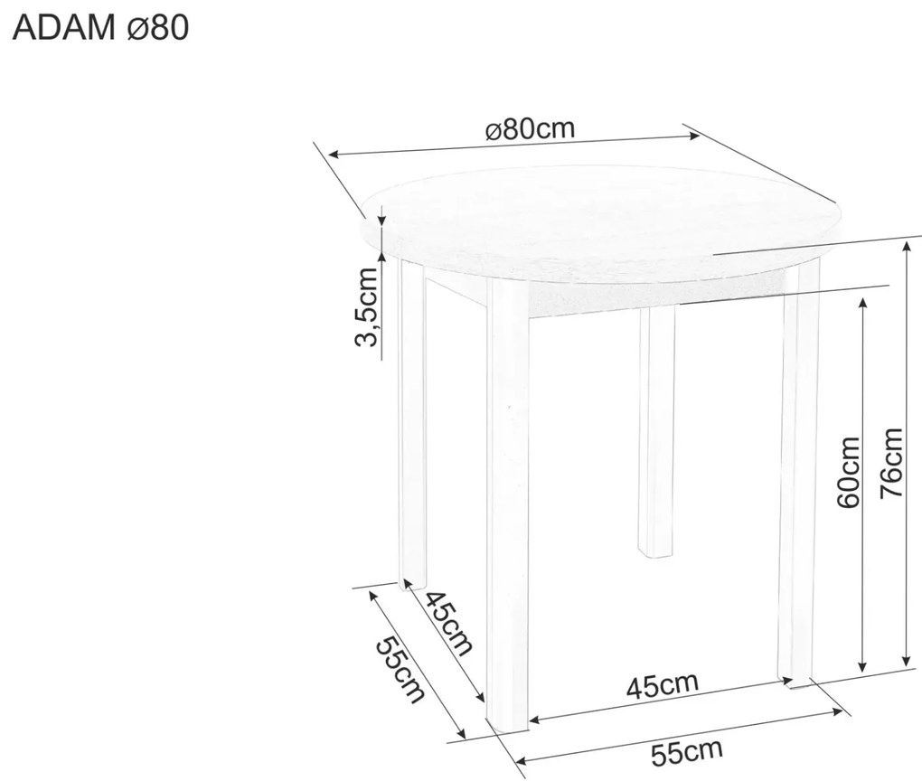 Kulatý jídelní stůl Adam 80 cm kašmír/dub cremona torro