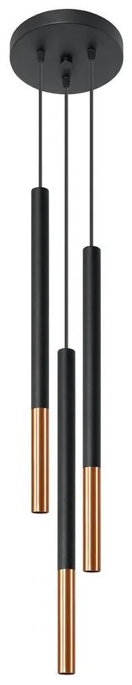 Luster na lanku MOSAIC 3xG9/12W/230V čierna/meď