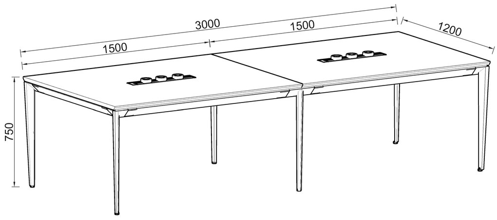 Zasadací stôl Houseland Profit Meet 02 so 6 zásuvkami 300 cm prírodný dub