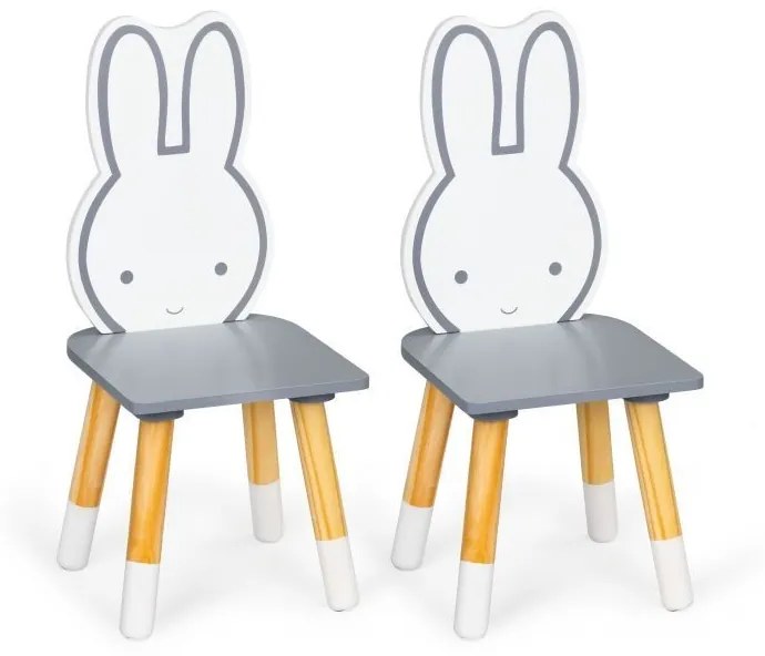 Roztomilý detský stolík s dvomi stoličkami zajačikmi