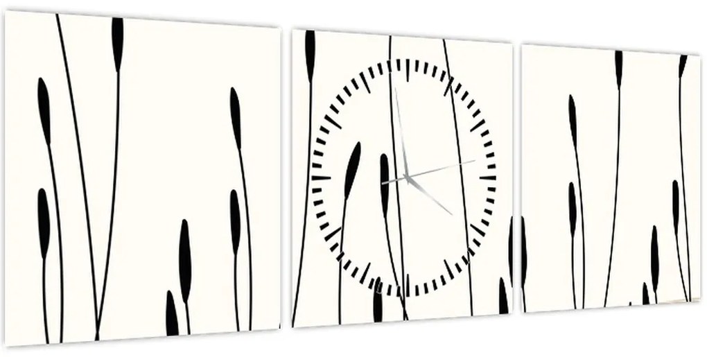 Obraz - Grafická lúka N⁰3 (s hodinami) (90x30 cm)