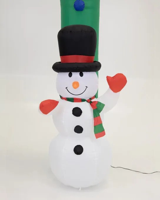 Nafukovací vianočný oblúk so Santa Clausom a snehuliakom 250 × 195 cm