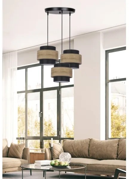Luster na lanku TWIN 3xE27/40W/230V hnedá/čierna