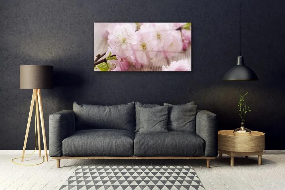 Skleneny obraz Vetvy kvety plátky príroda 100x50 cm