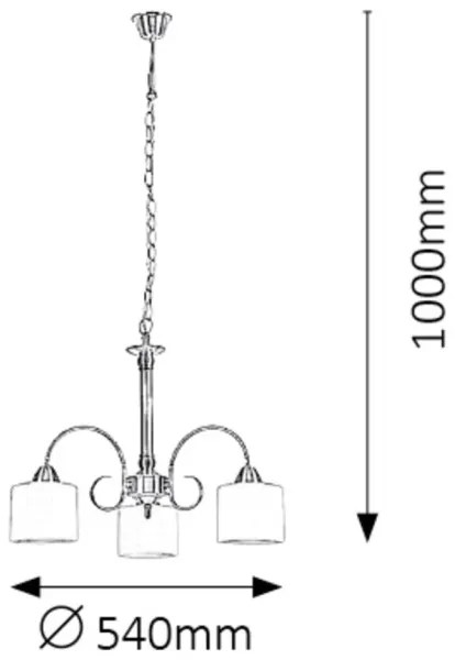 Rabalux 7275 - Luster EDITH 3xE27/60W/230V bronzová