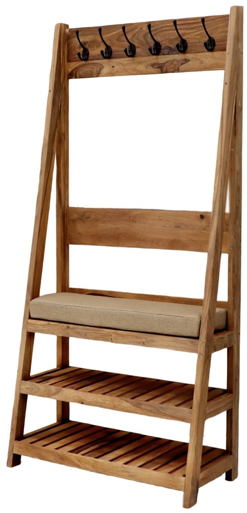 furniture-nabytek.cz - Masívny drevený vešiak s botníkom 80x175x40