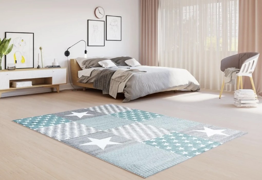 TA Detský koberec Lux tyrkysový so vzorom Rozmer: 160x220