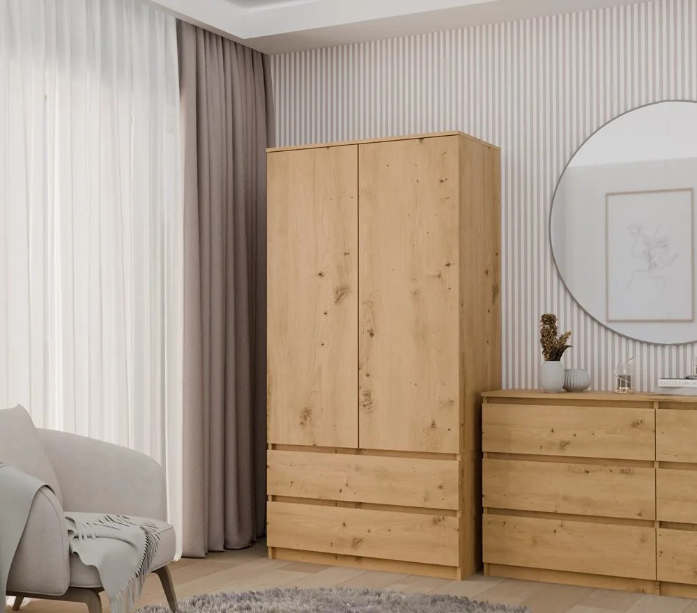 Šatníková skriňa Musecalo 1 (dub artisan). Akcia -20%. Vlastná spoľahlivá doprava až k Vám domov. 1132723