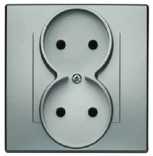 Dvojitá zásuvka MILANO bez uzemnenia (met. strieborná) G