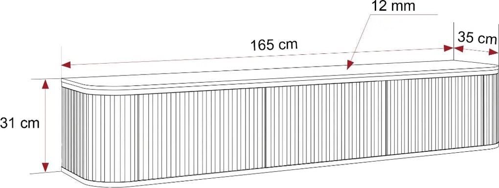 ZÁVESNÝ TV STOLÍK MODENA KAŠMÍR LED 165 cm