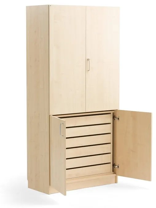 Drevená úložná skriňa THEO, 6 zásuviek, breza