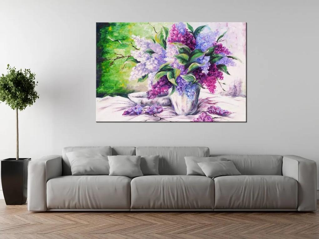 Gario Ručne maľovaný obraz Kytica farebných levandúľ Rozmery: 120 x 80 cm