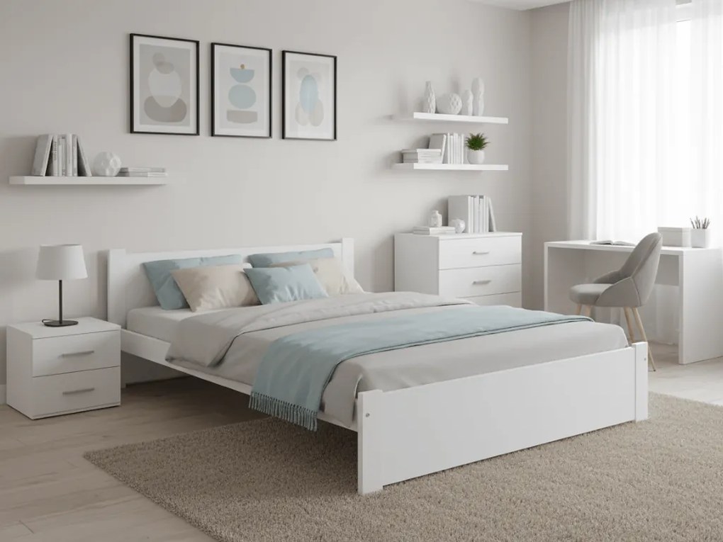 Posteľ IKAROS 120 x 200 cm, biela Rošt: S lamelovým roštom, Matrac: Matrac Deluxe 10 cm