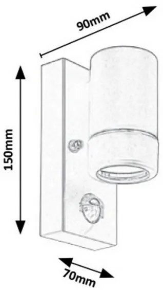 Rabalux 8834 - Vonkajšie nástenné svietidlo so senzorom MEDINA 1xGU10/10W/230V