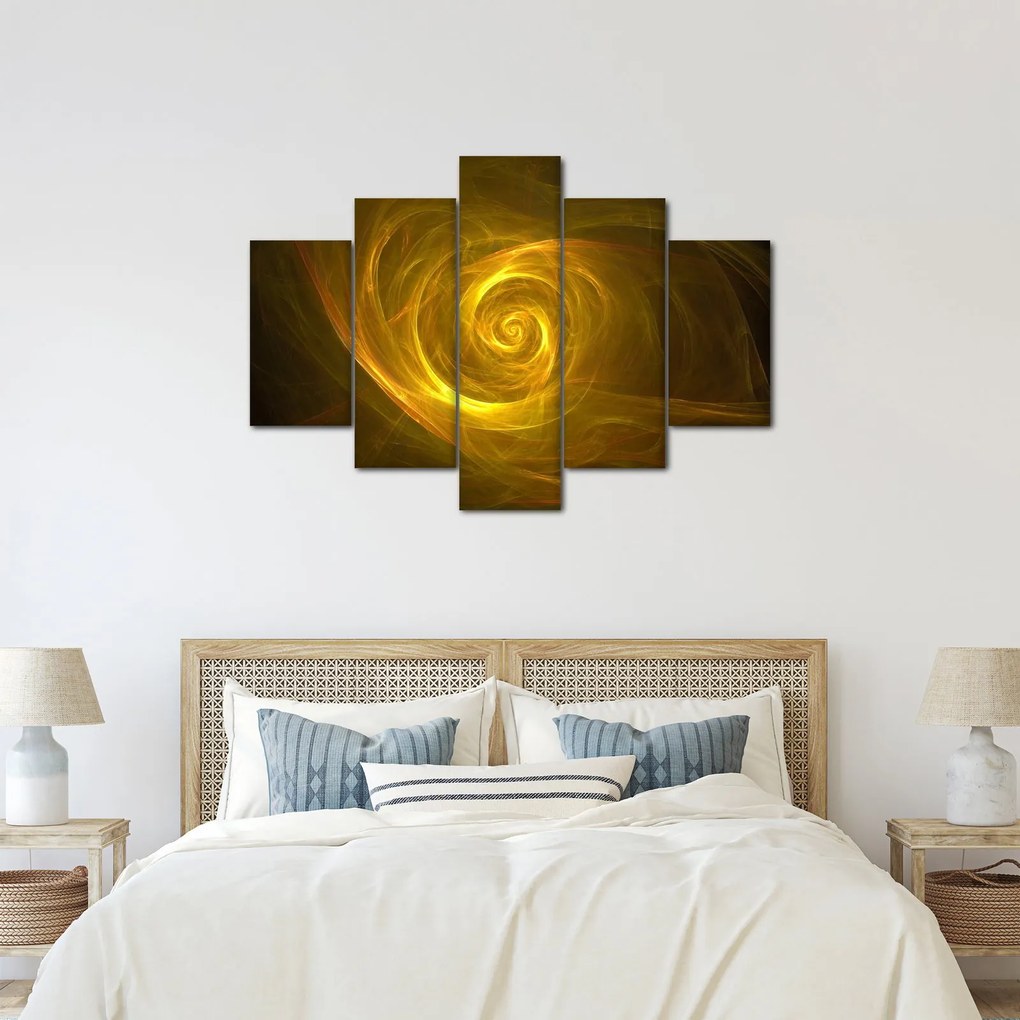 Obraz abstraktnej žltej špirály (150x105 cm)