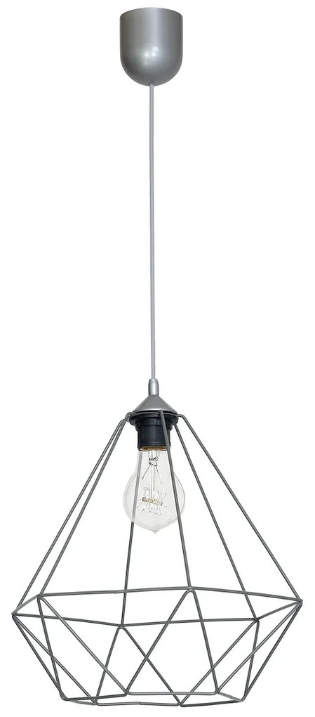 Závesné svietidlo Basket, 1x sivé drôtené tienidlo, gr