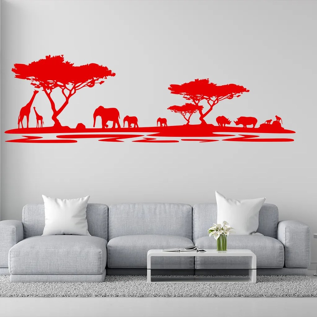 Veselá Stena Samolepka Africké safari Farba: modrá, Veľkosť: 100 x 32 cm