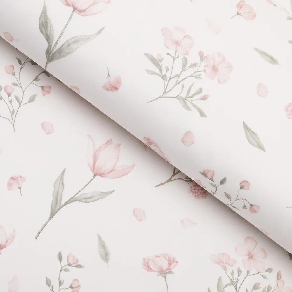 Biante Bavlnený štvorcový obrus Sandra SA-741 Ružové jarné kvety na bielom 80x80 cm