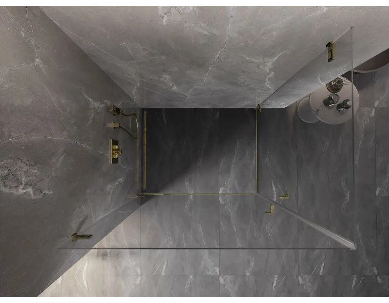 Mexen Lunar-B Duo, výklopný sprchový kút 100 x 95 cm, 8mm číre sklo, zlatý profil, 832-100L-095P-50-00