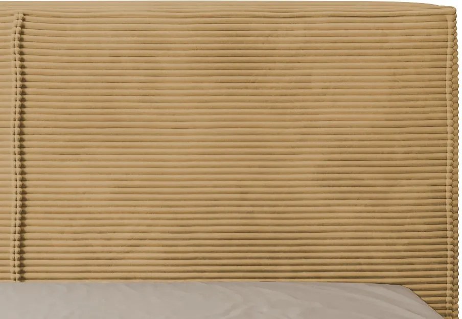 Posteľ Inez 180x200 cm, topazovo žltá štruktúrovaná látka