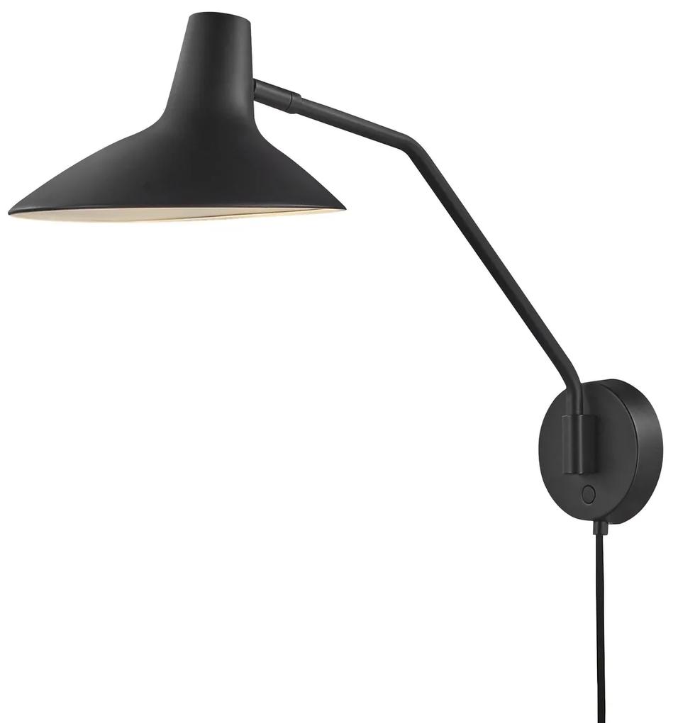 NORDLUX Nástenná dizajnová kovová lampa DARCI, 1xE14, 25 W, čierna