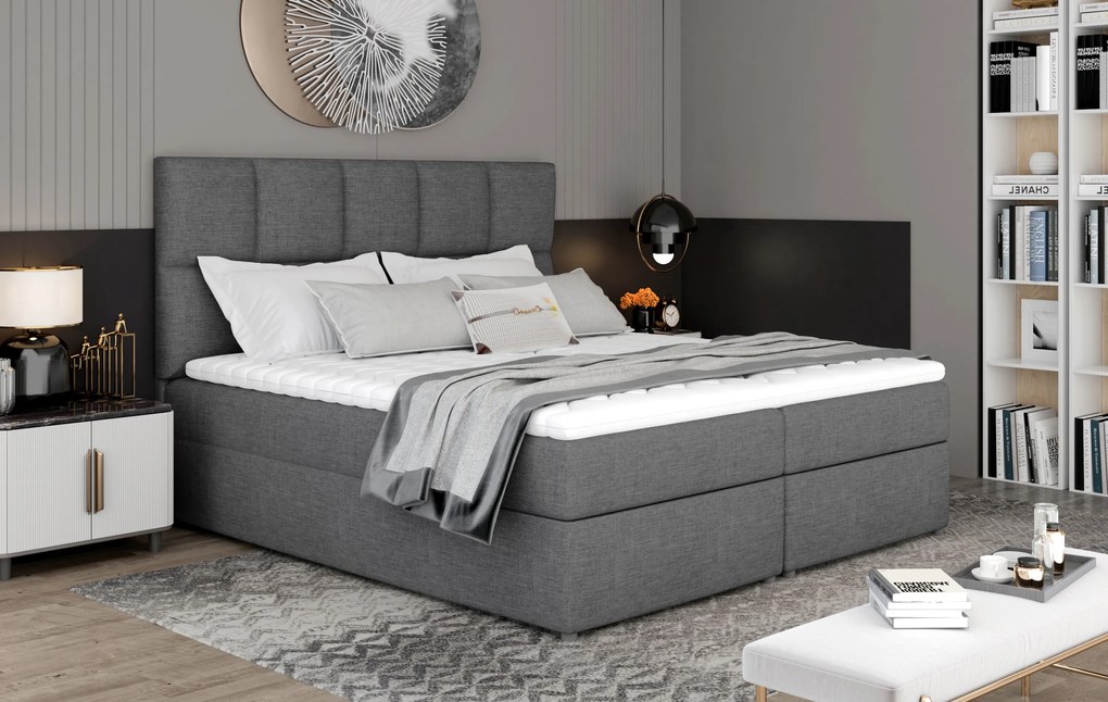 Kontinentálna posteľ 180 cm Galasa (sivá) (s matracmi a úl. priestorom). Vlastná spoľahlivá doprava až k Vám domov. 1025386