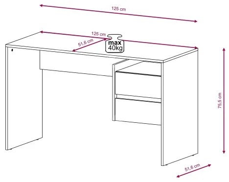 Písací stôl s zásuvkami MARLO dub artisan/biela