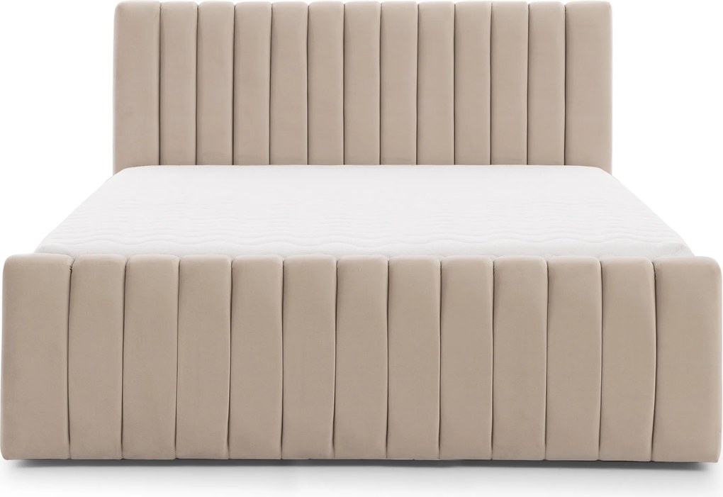 Posteľ s úložným priestorom Livani 160x200 - béžový velúr Velluto 2