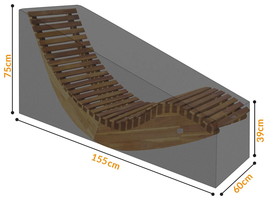 Kingsleeve Ochranný obal na saunové lehátko, antracit 160/155x60x75/39 cm