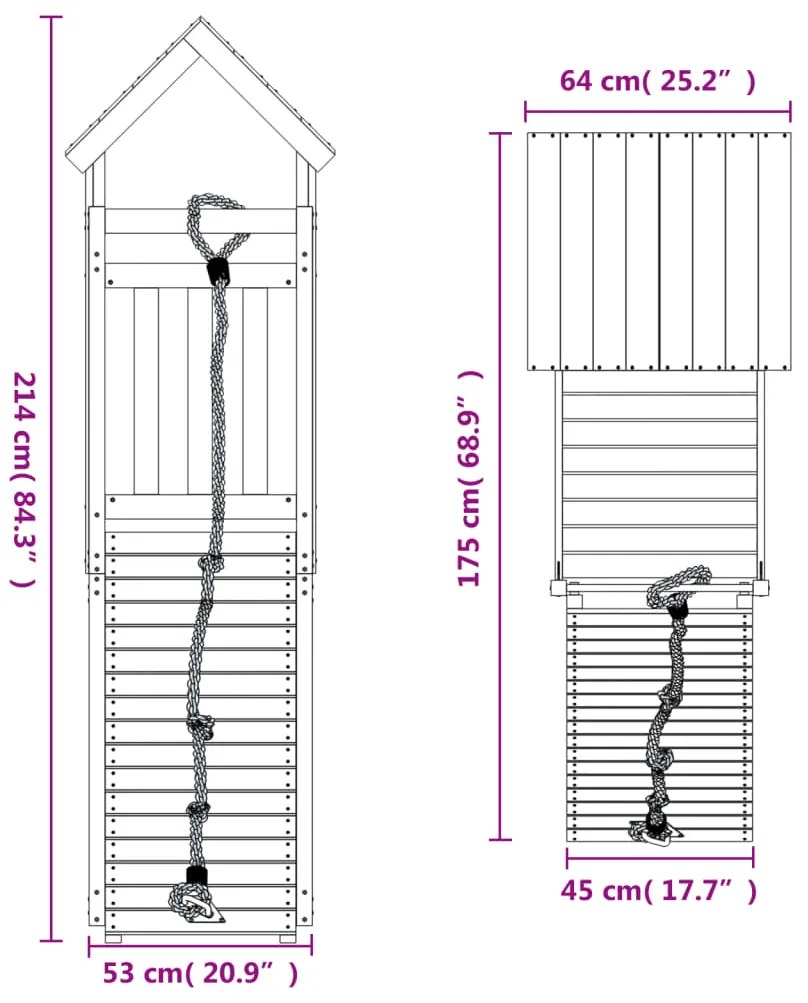 Hrací domček s lezeckou stenou impregnované drevo borovica