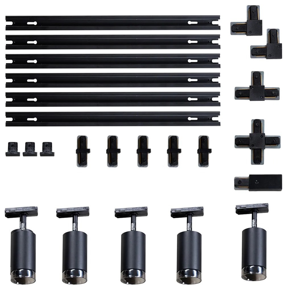 Moderný koľajnicový systém s 5 čiernymi dymovými reflektormi 1-fázový - Iconic Jeana